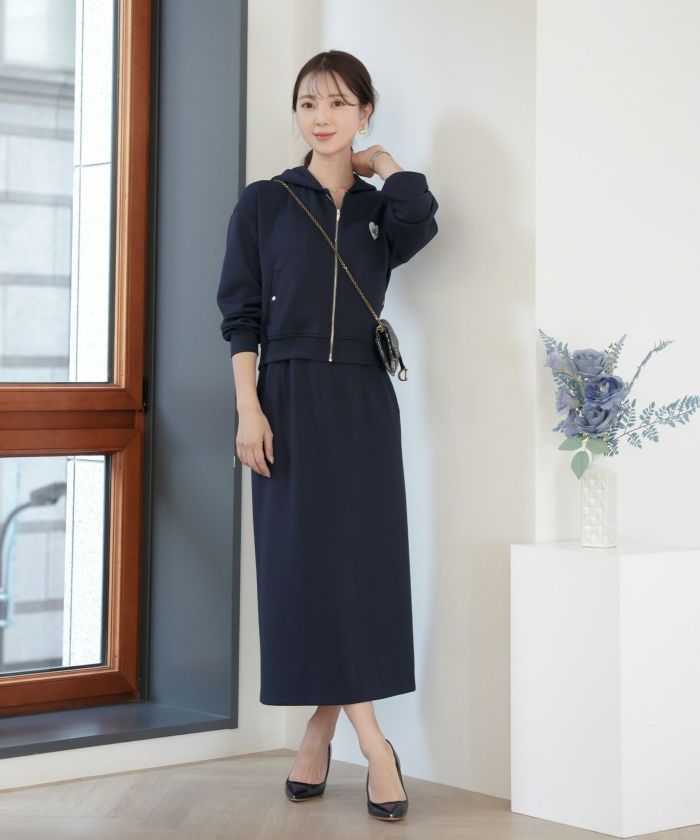 レディース/トップス/パーカー/カットソー/ダンボールニット/伸縮性/長袖/春/秋/冬/ワンマイル/旅行/運動会/お出かけ/オフィスカジュアル/エレガント/カジュアル/フェミニン/刺繍/ハート/ロゴ/アイボリー/ピンク/ネイビー/新色/ブラ