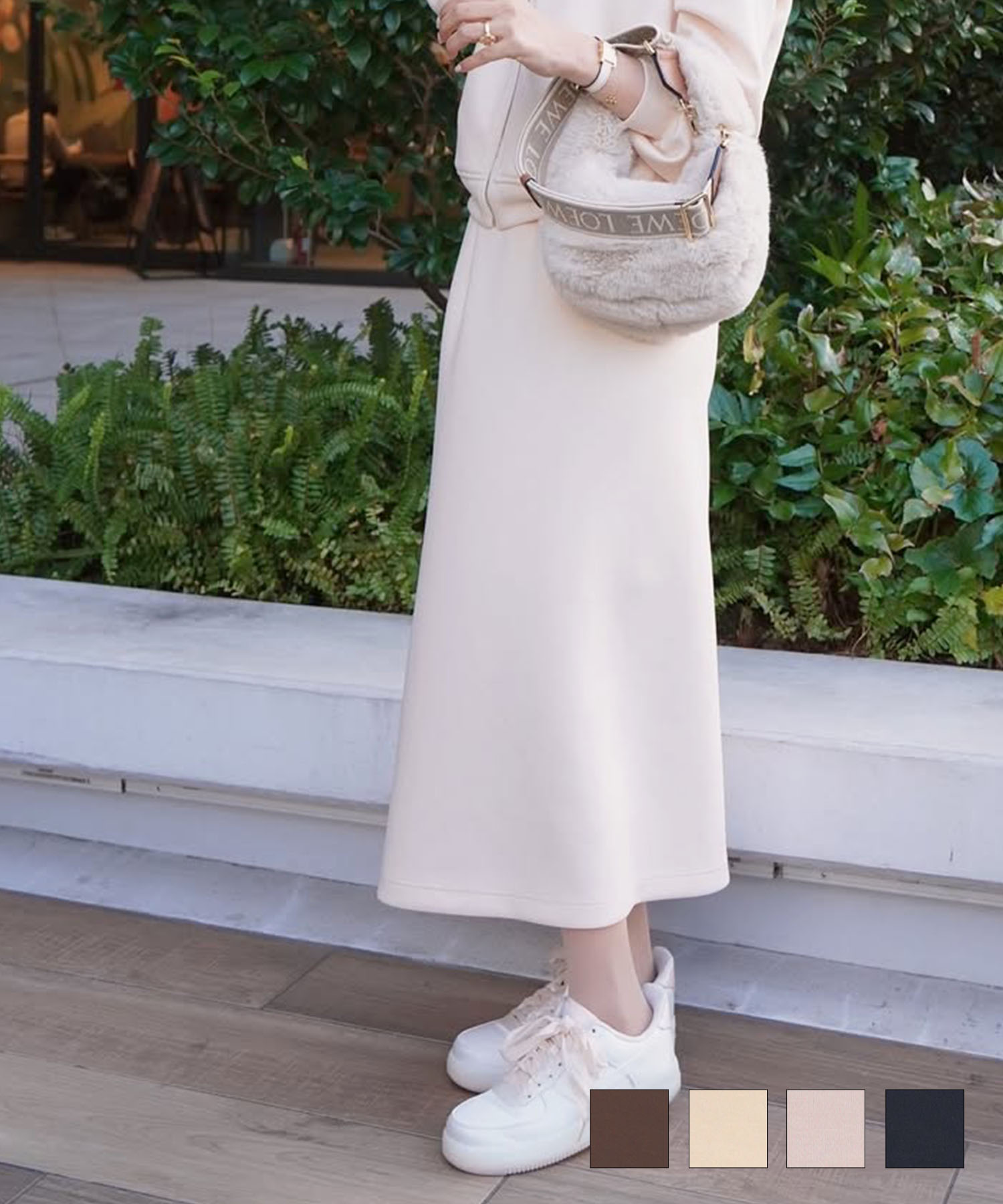 レディース/ボトムス/スカート/タイトスカート/カットソー/ダンボールニット/伸縮性/春/秋/冬/ワンマイル/旅行/運動会/お出かけ/オフィスカジュアル/エレガント/カジュアル/フェミニン/刺繍/ウエストゴム/アイボリー/ピンク/ネイビー/新色/ブラウン