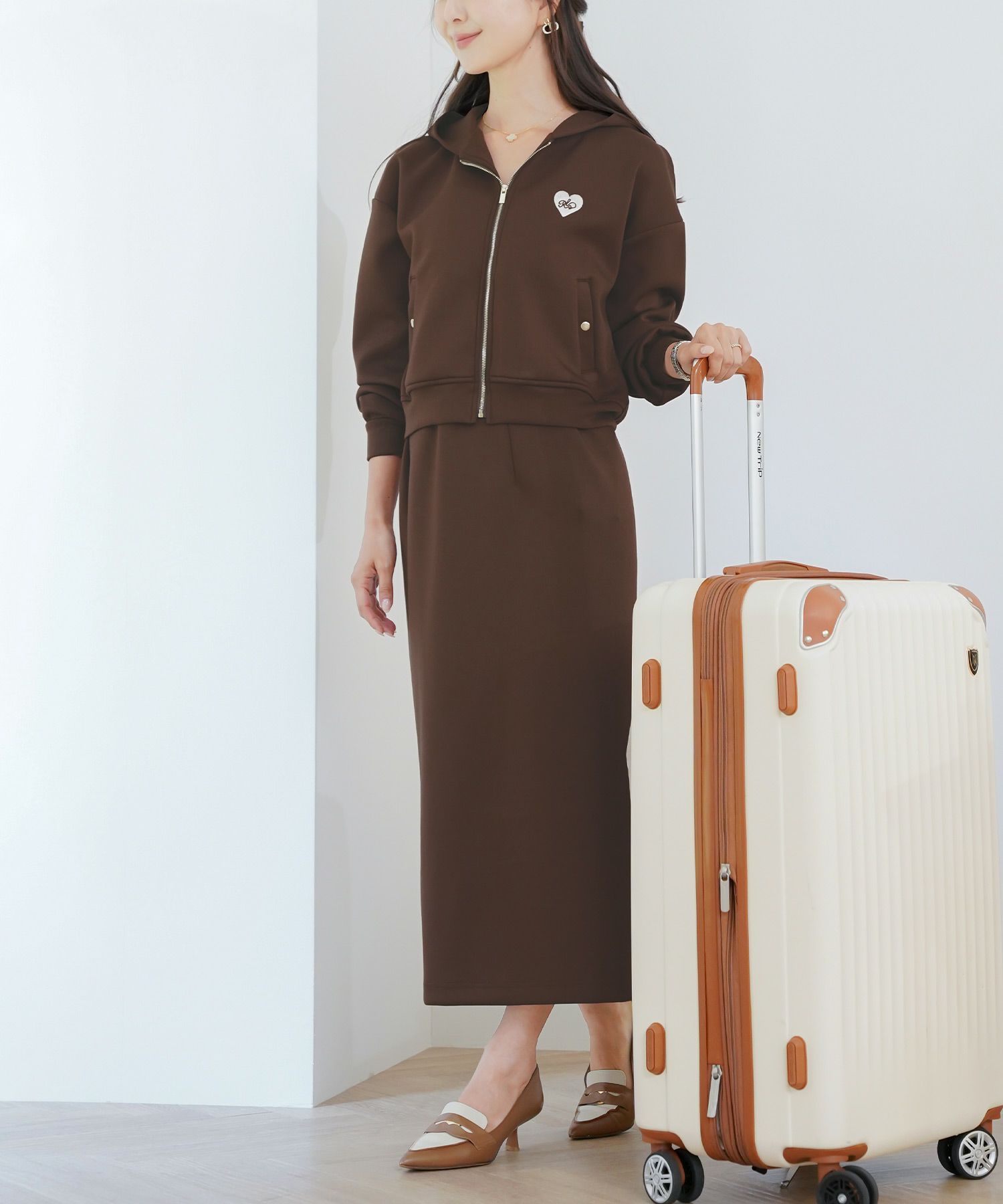 レディース/ボトムス/スカート/タイトスカート/カットソー/ダンボールニット/伸縮性/春/秋/冬/ワンマイル/旅行/運動会/お出かけ/オフィスカジュアル/エレガント/カジュアル/フェミニン/刺繍/ウエストゴム/アイボリー/ピンク/ネイビー/新色/ブラウン