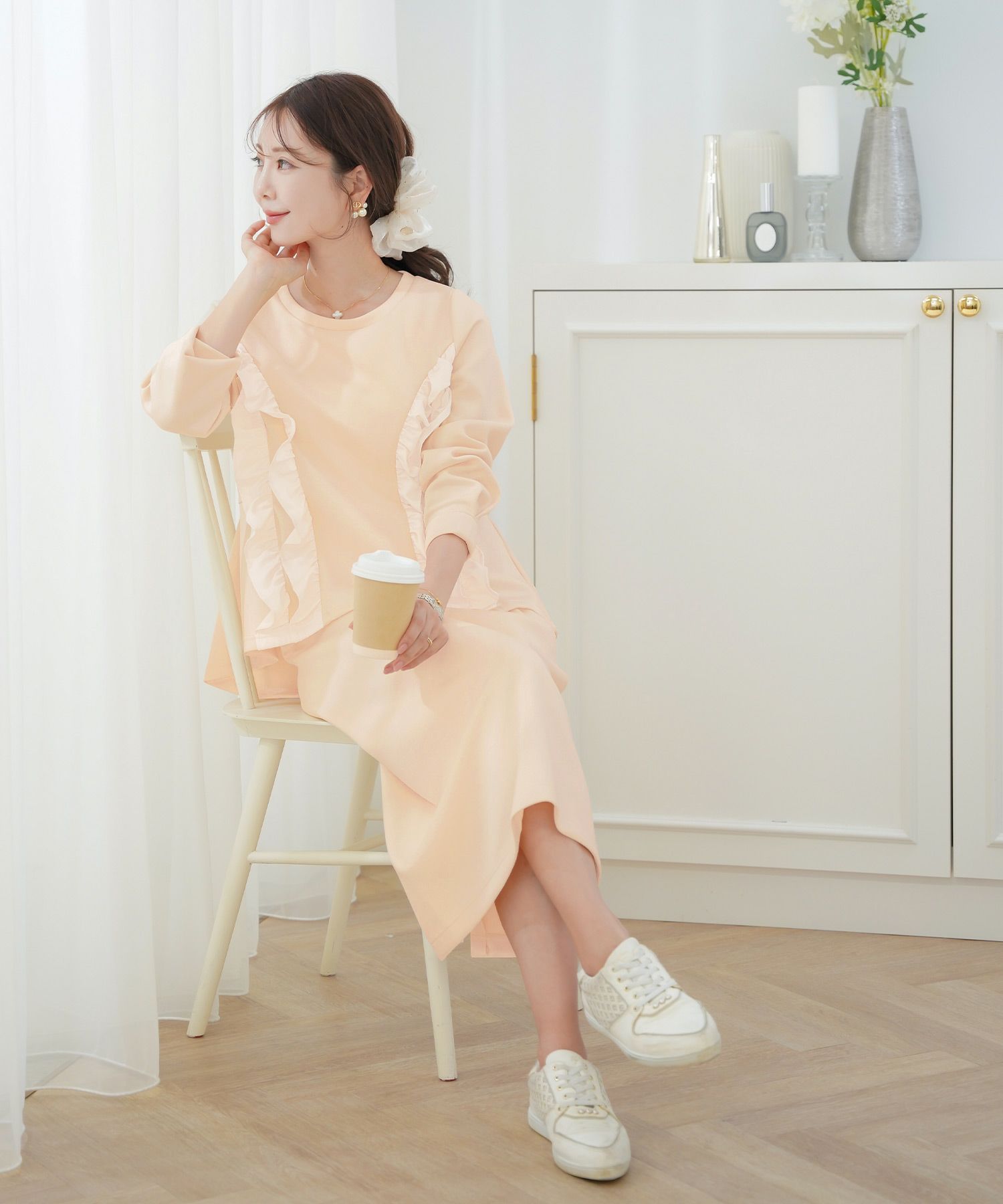 レディース/ボトムス/スカート/タイトスカート/カットソー/ダンボールニット/伸縮性/春/秋/冬/ワンマイル/旅行/運動会/お出かけ/オフィスカジュアル/エレガント/カジュアル/フェミニン/刺繍/ウエストゴム/アイボリー/ピンク/ネイビー/新色/ブラウン