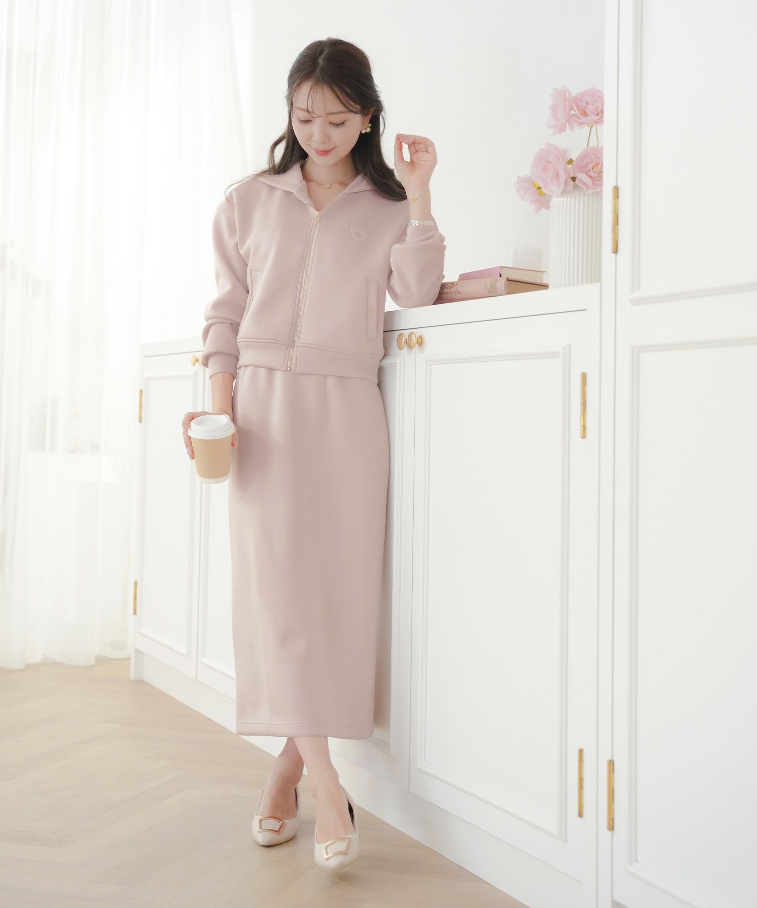 レディース/ボトムス/スカート/タイトスカート/カットソー/ダンボールニット/伸縮性/春/秋/冬/ワンマイル/旅行/運動会/お出かけ/オフィスカジュアル/エレガント/カジュアル/フェミニン/刺繍/ウエストゴム/アイボリー/ピンク/ネイビー/新色/ブラウン