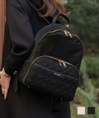 オリジナルハートキルティングナイロンリュックサックlerevevanillerピンクベージュ/ブラック