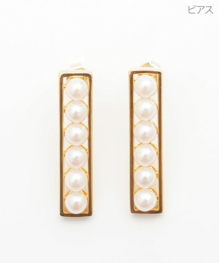 パール レクタングル ピアス イヤリング Pearl Rectangle Pierce Earring