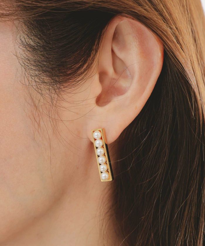 パール レクタングル ピアス イヤリング Pearl Rectangle Pierce Earring