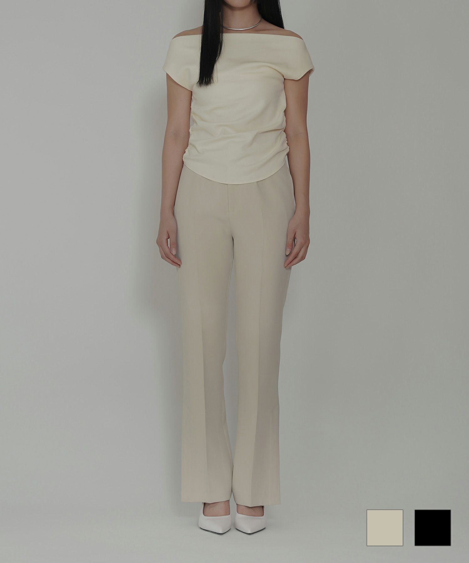 裾 スリット スラックス パンツ KINO THE KEI