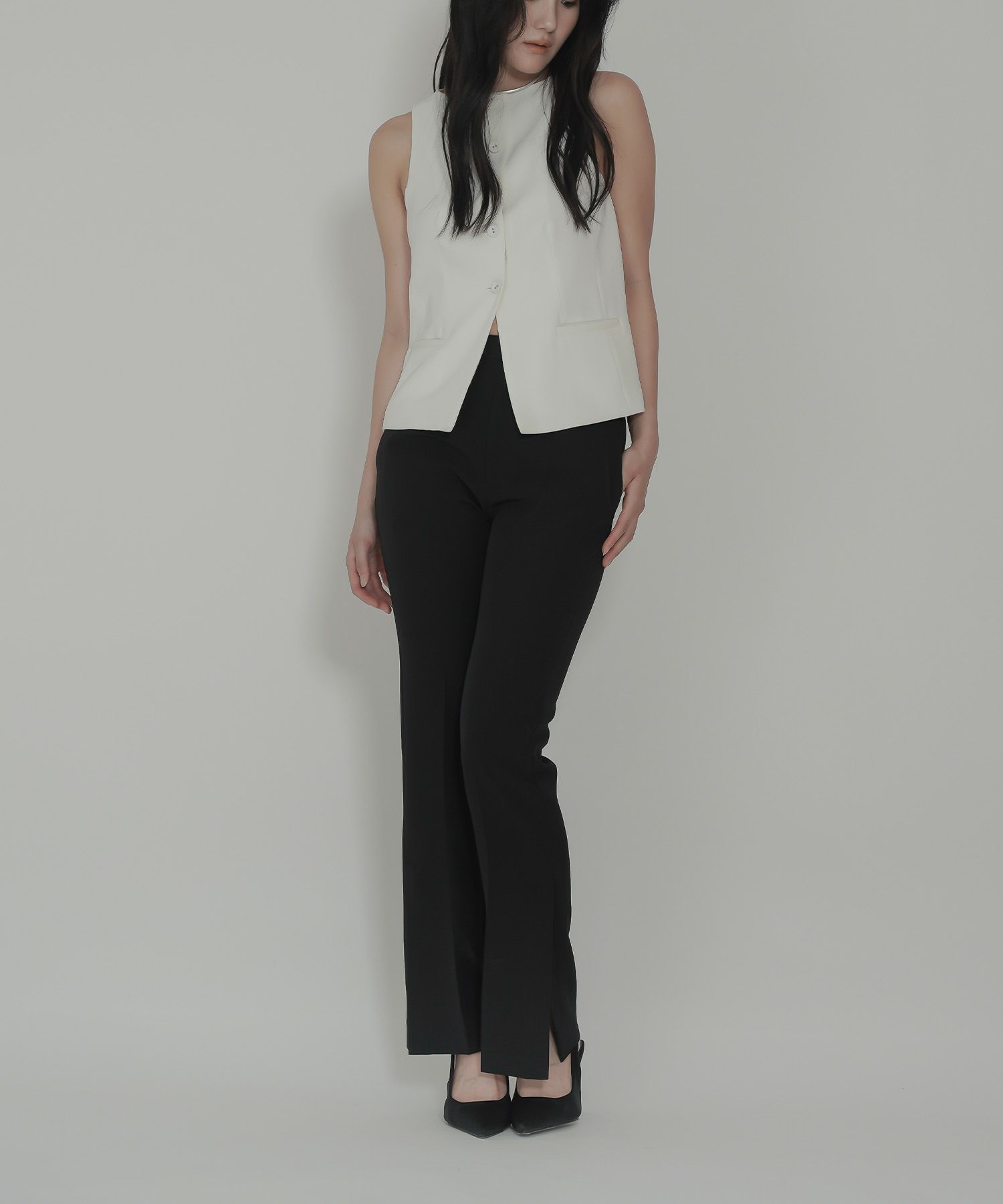 裾 スリット スラックス パンツ KINO THE KEI