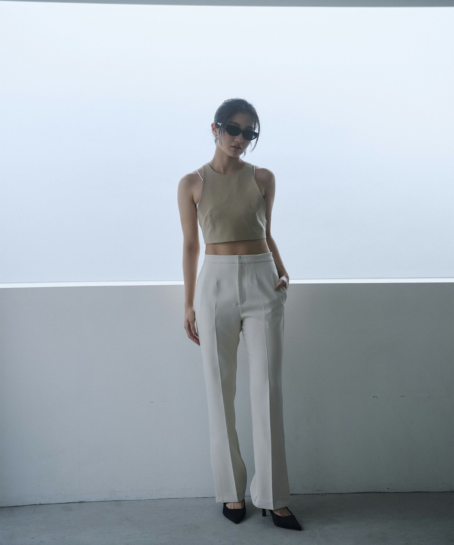 裾 スリット スラックス パンツ KINO THE KEI