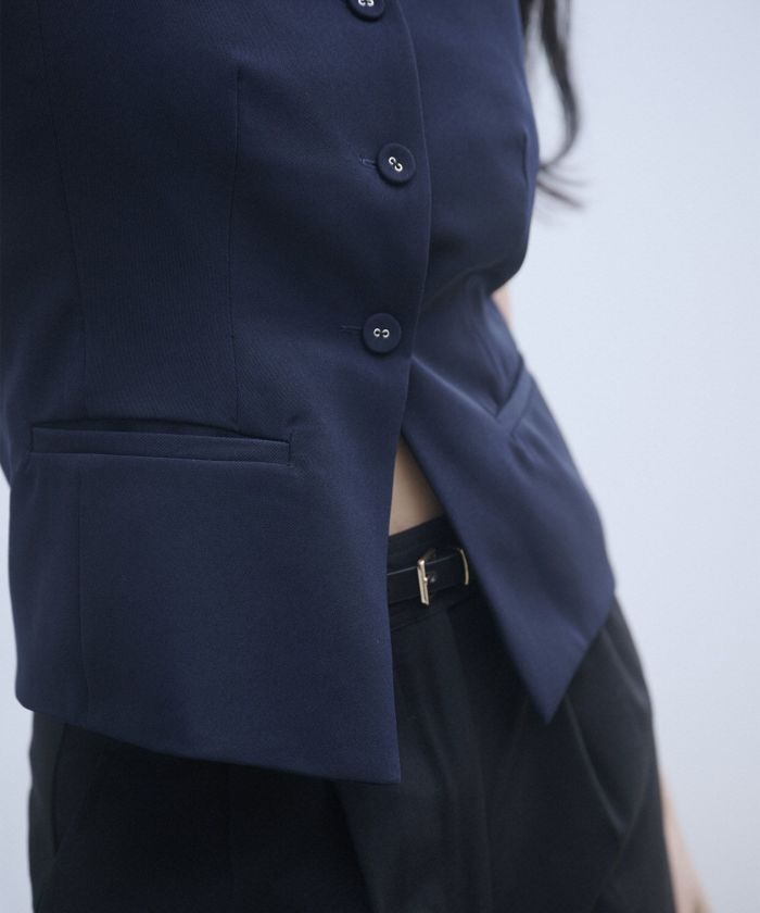 k_o様ネイビー翌日ベスト Multi Color Knit 前開きベスト(37792711-2024)｜ファッション