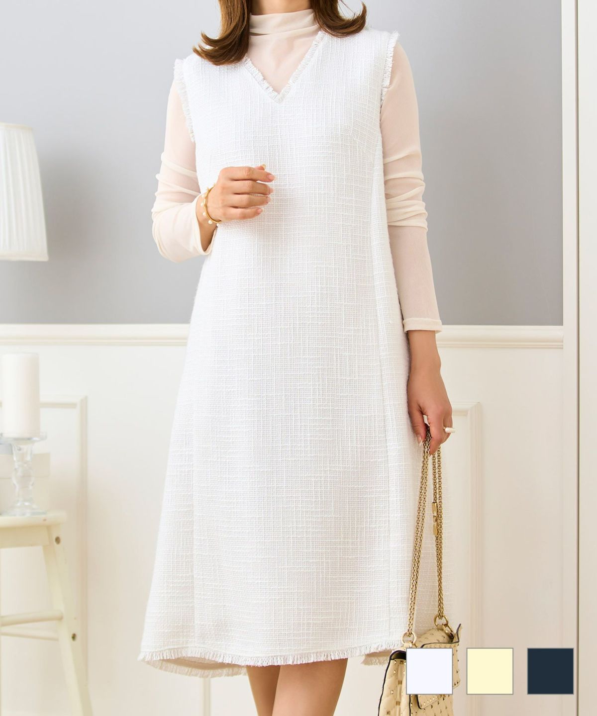 2WAYツイードジャンパースカートPrimaScherrer全3色｜psc311-0944【1】