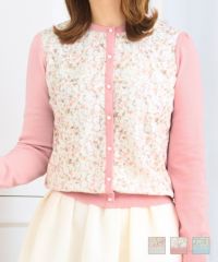 フラワー刺繍ドッキング ニット カーディガン Prima Scherrer