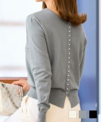 前後2way パール付き ニット Prima Scherrer