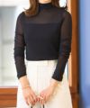 セレクトシアートップス素材レディース服かわいいきれいめ大人細身白黒春秋ジョイントスペース