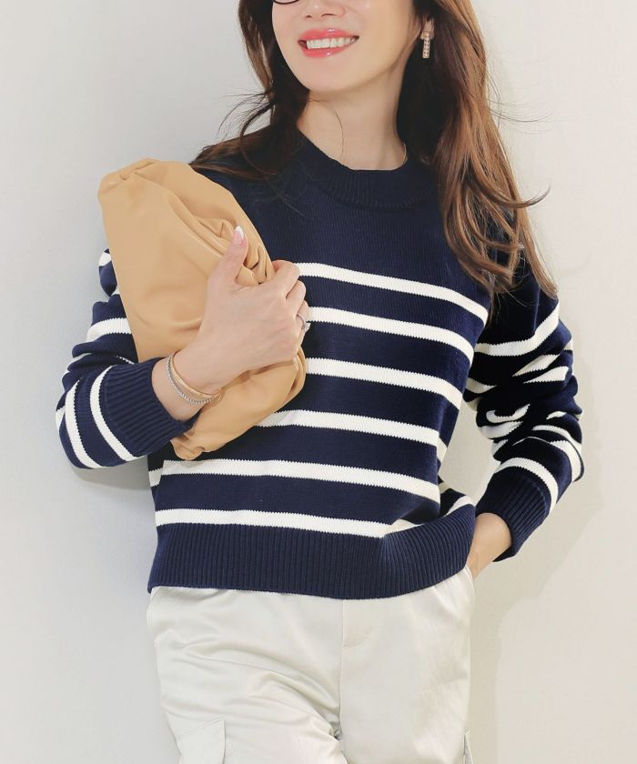 手洗い可トップスレディースニット春秋かわいいオフィスきれいめピンク大人ジョイントスペース