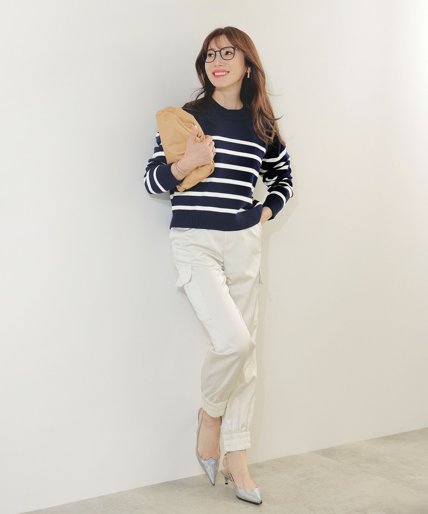 手洗い可トップスレディースニット春秋かわいいオフィスきれいめピンク大人ジョイントスペース