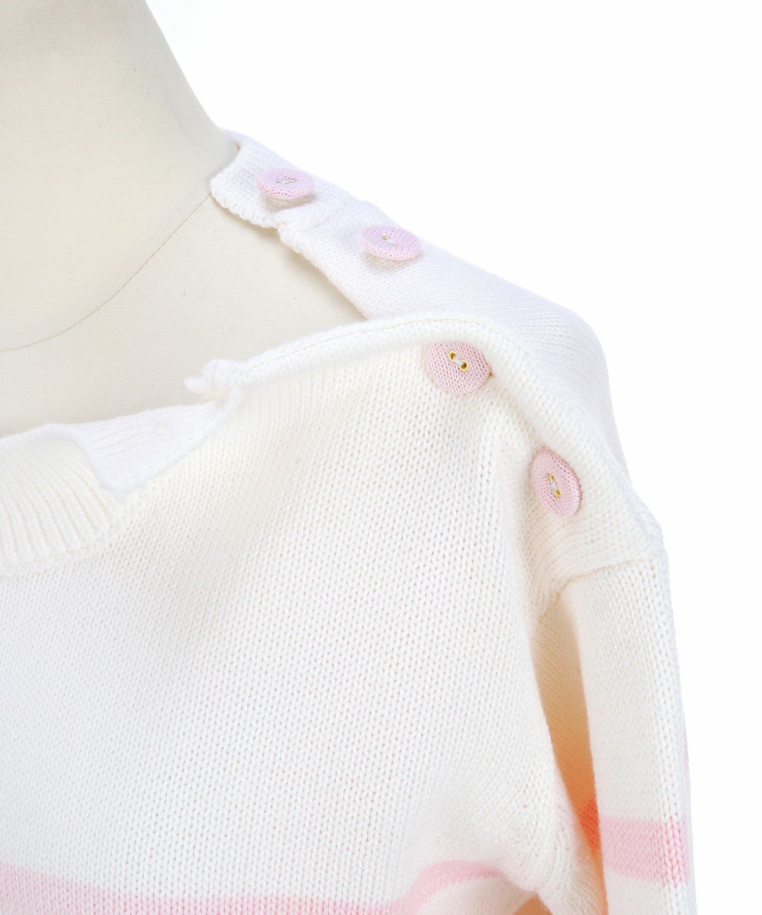 手洗い可トップスレディースニット春秋かわいいオフィスきれいめピンク大人ジョイントスペース