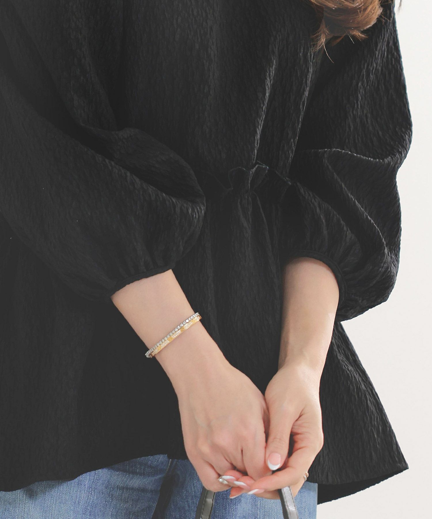 手洗い可イレヘムパフ袖フェミニン春上品大人可愛いきれいめジョイントスペース