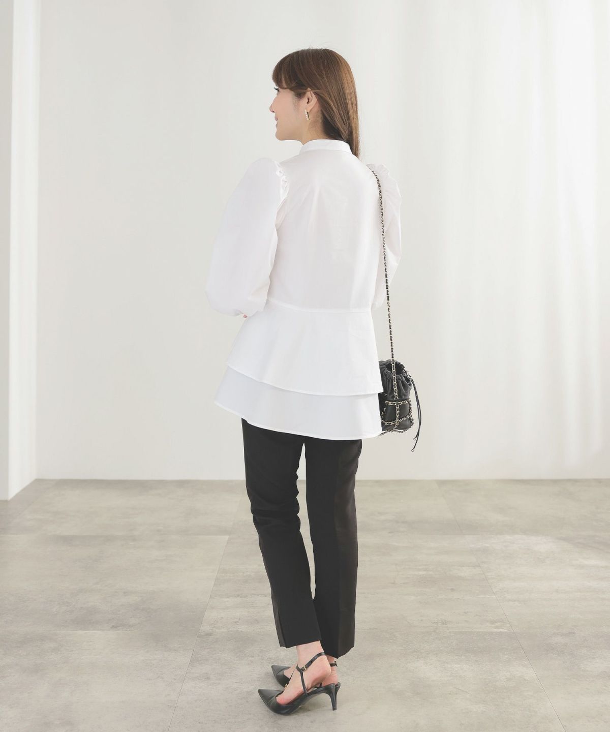 手洗い可くるみ釦フェミニンオフィス春上品大人可愛いきれいめジョイントスペース