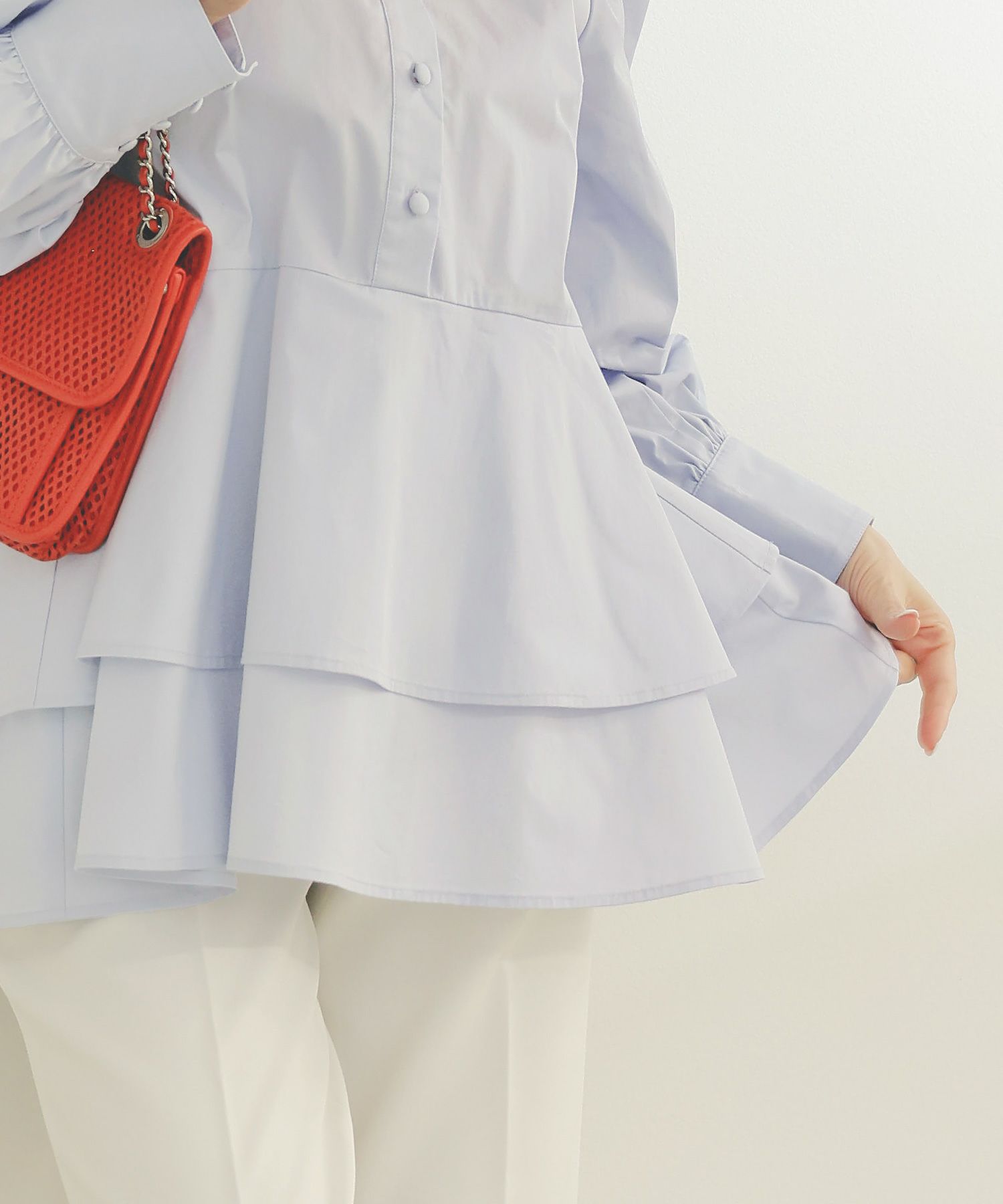 手洗い可くるみ釦フェミニンオフィス春上品大人可愛いきれいめジョイントスペース