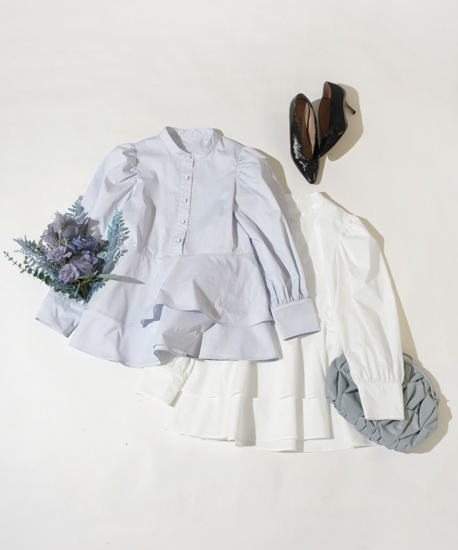 手洗い可くるみ釦フェミニンオフィス春上品大人可愛いきれいめジョイントスペース