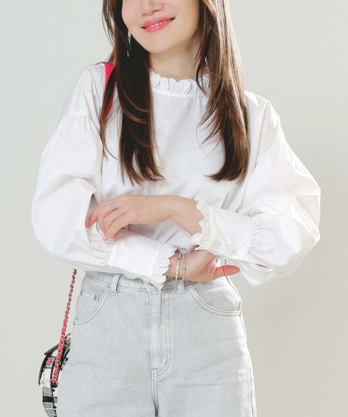 フリル襟のクリーム色ブラウス 楽天市場】期間限定クーポンで2680円 フリル襟 ブラウス レディース