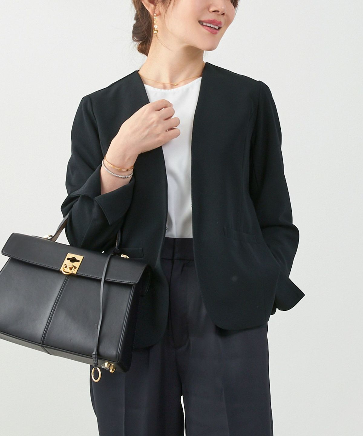 手洗い可 セレクト オケージョン オフィス 学校行事 アウター 袖口スリット 上品 きれいめ ジョイントスペース