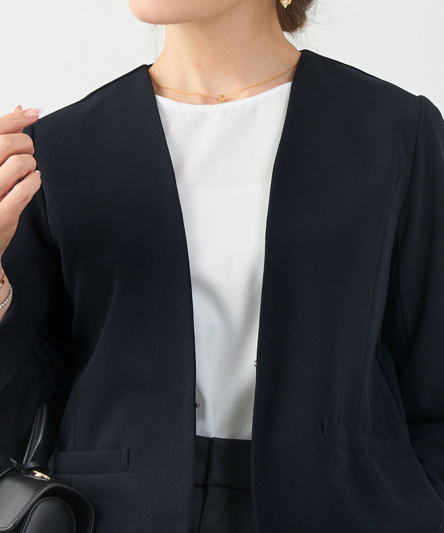 手洗い可 セレクト オケージョン オフィス 学校行事 アウター 袖口スリット 上品 きれいめ ジョイントスペース