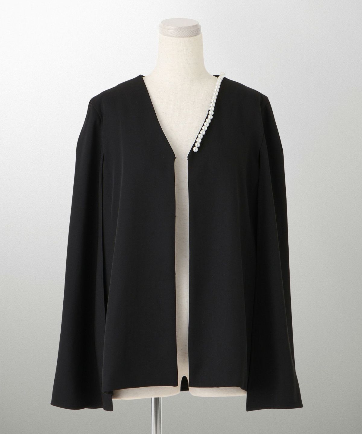 レディース パールトリム ジャケット/ホワイト/ブラック/M