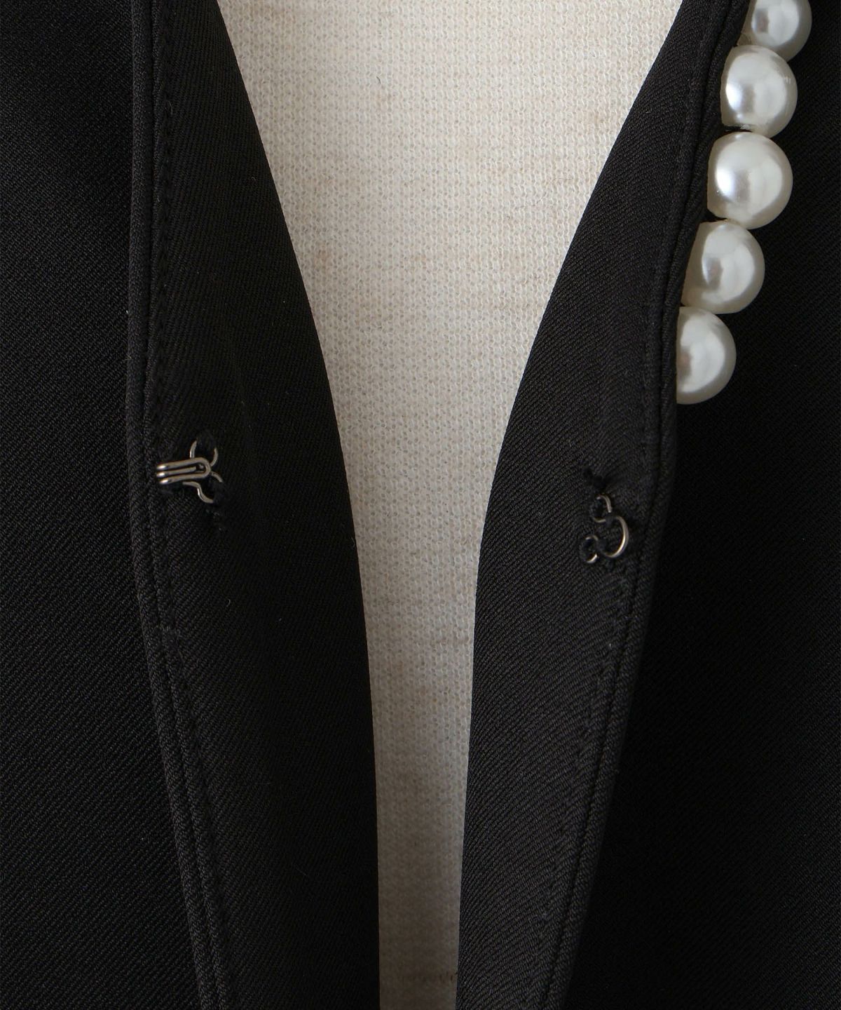 レディース パールトリム ジャケット/ホワイト/ブラック/M