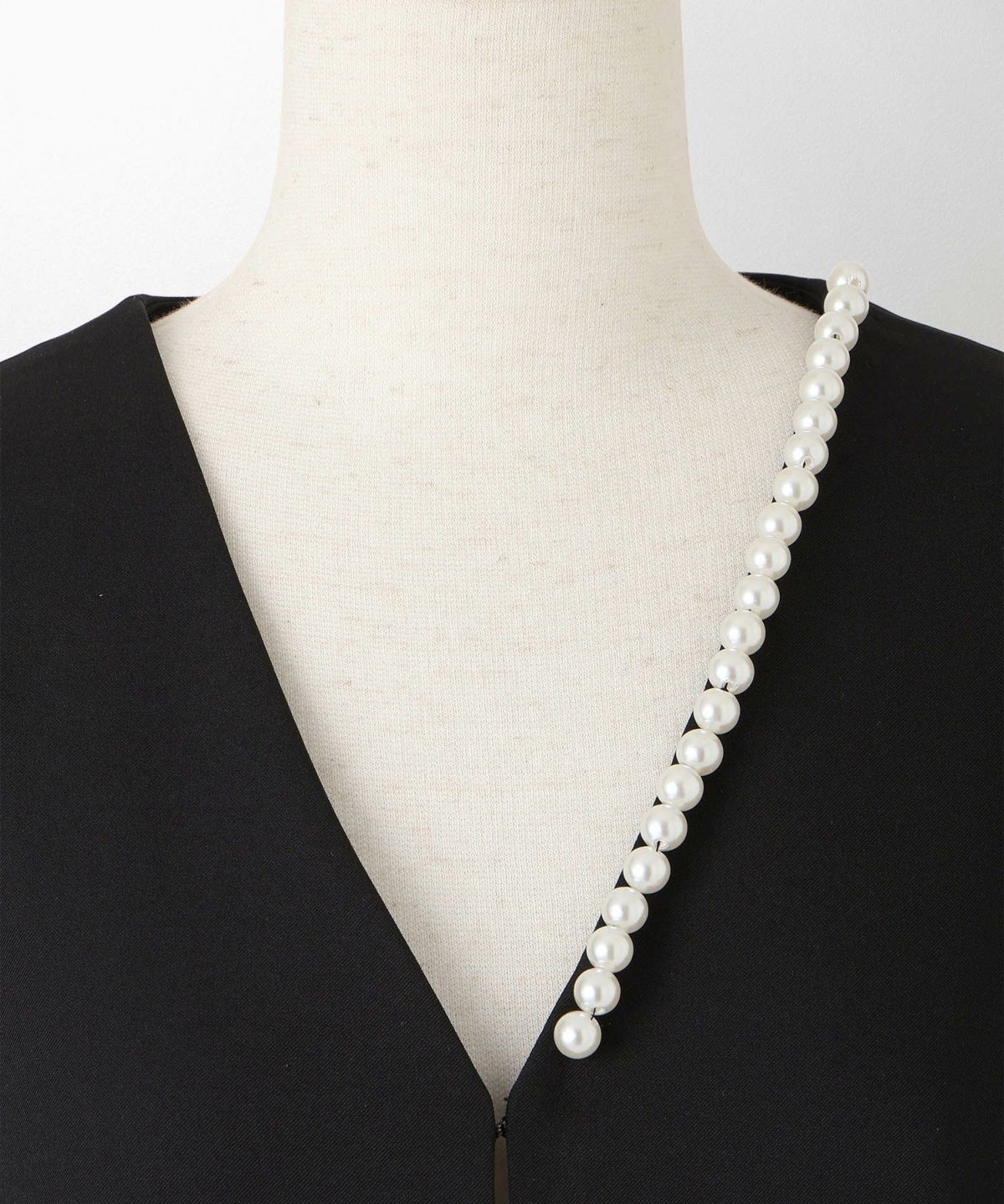 レディース パールトリム ジャケット/ホワイト/ブラック/M