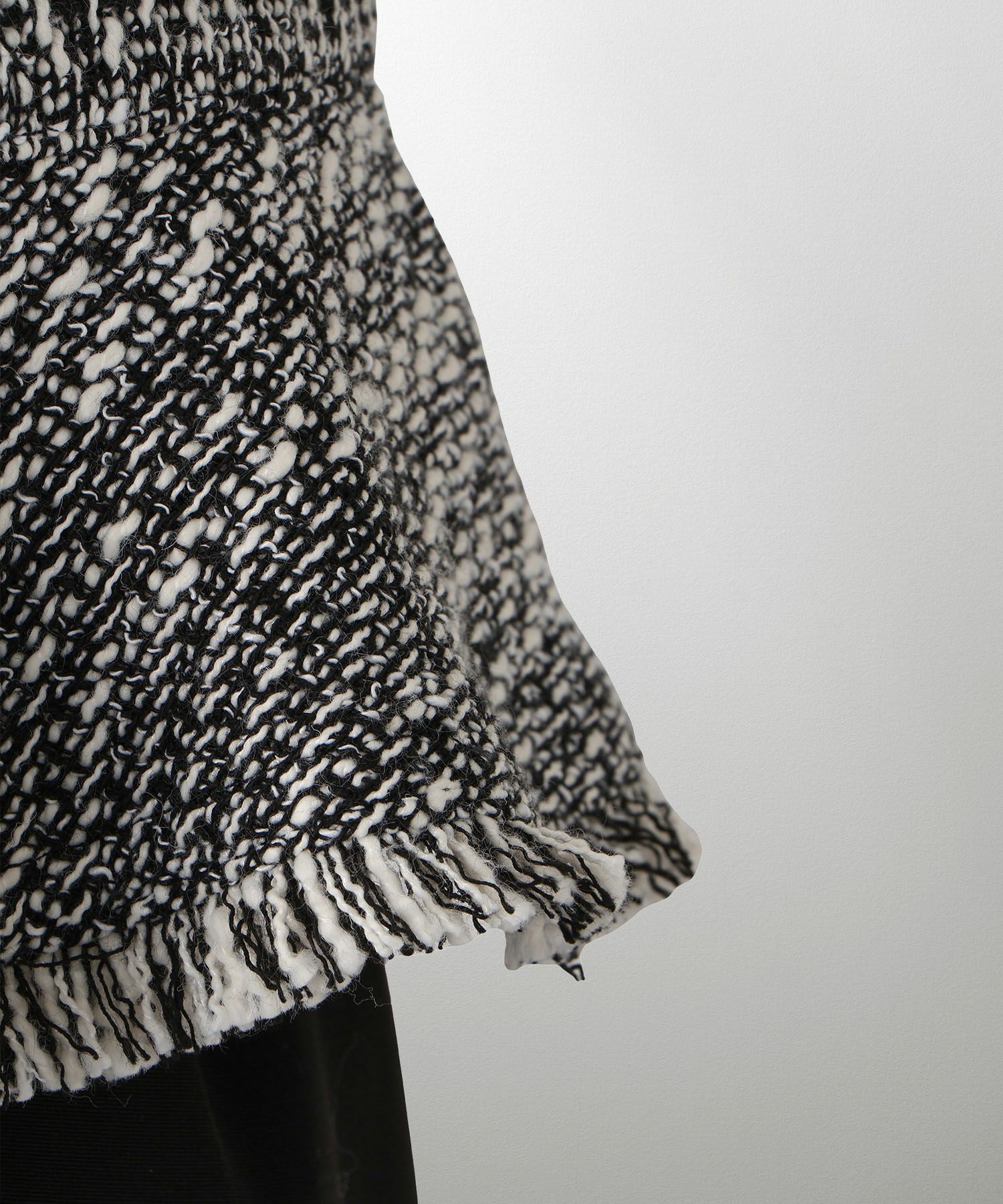 レディース ミックスツイード ノースリーブ ドッキングワンピース/ホワイト/ブラック/M/ロング丈