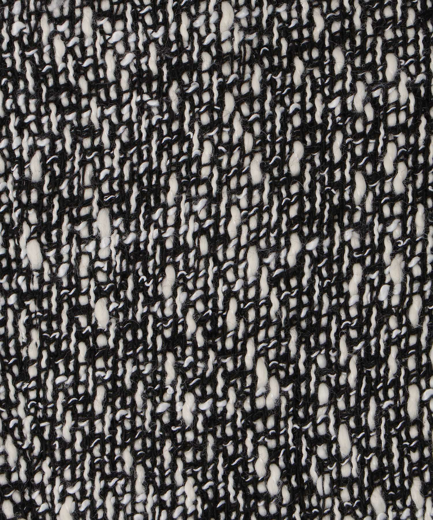 レディース ミックスツイード ノースリーブ ドッキングワンピース/ホワイト/ブラック/M/ロング丈