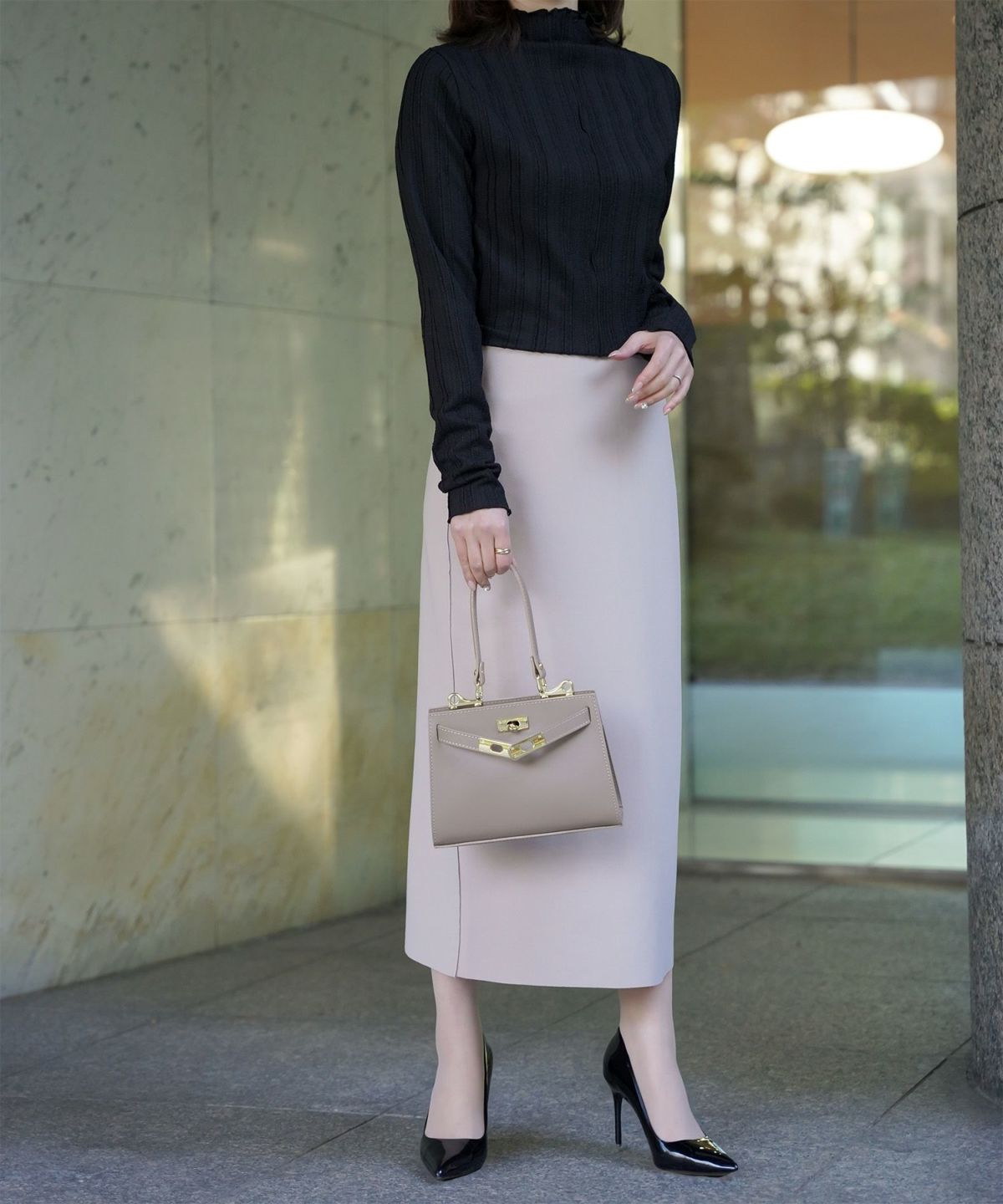 レディース 春 秋 冬 カットソー 薄手 カジュアル きれいめ 洗える ホワイト/ライトグリーン/ブラック/M/ボトルネック/長袖