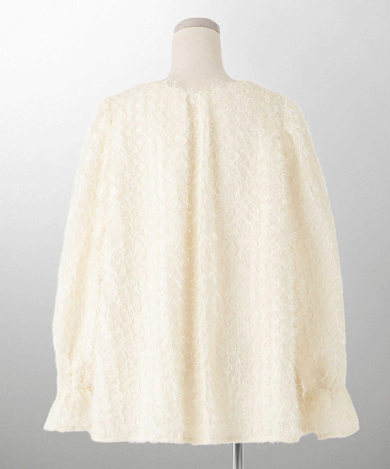 レディース モチーフ チュール フリル/アイボリー/ブラック/M/2way/フェザー/長袖