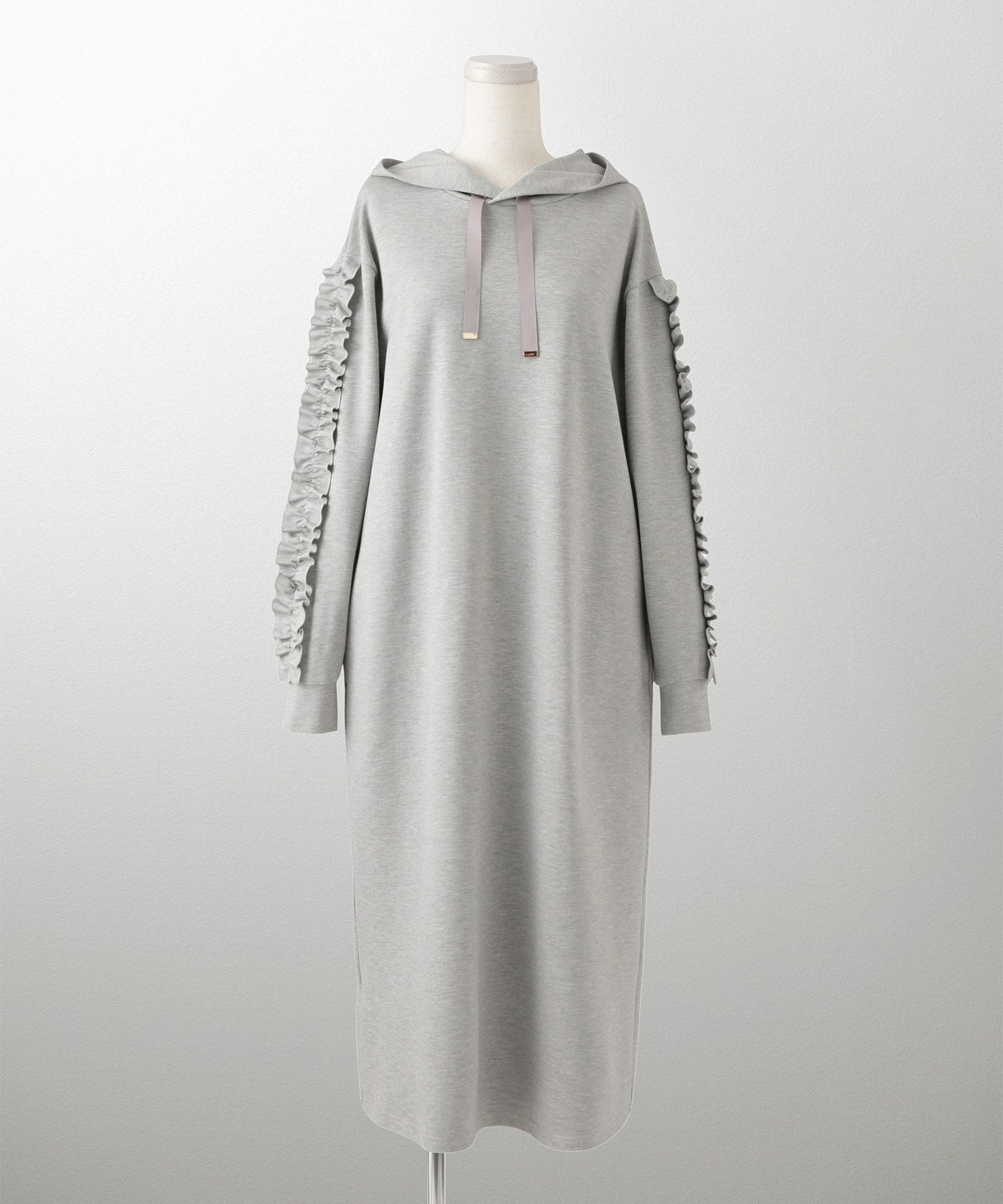 レディース 春 秋 ポンチ素材 カジュアル 上品/グレー/ブラック/M/プチフリル/ポケット/長袖