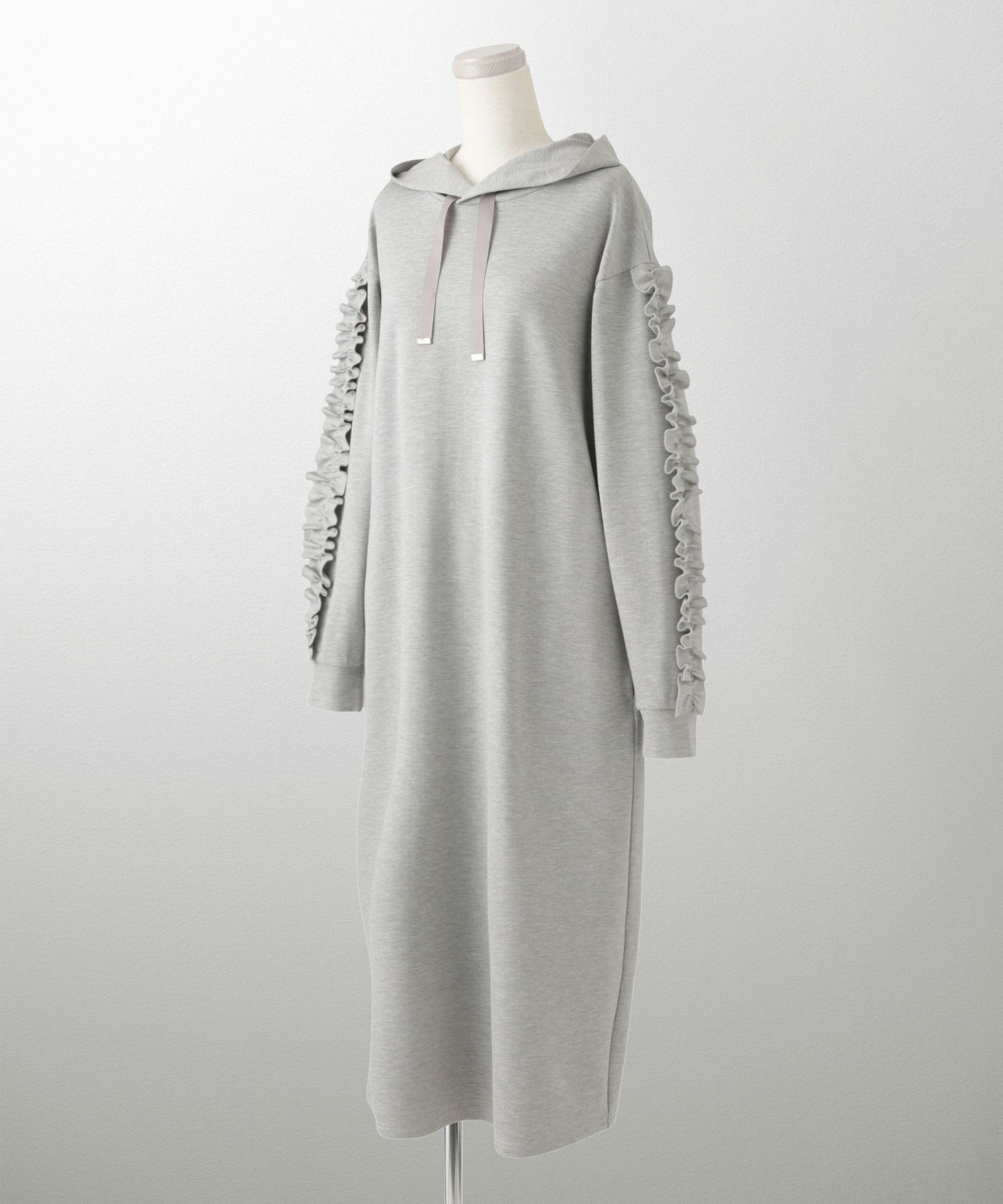 レディース 春 秋 ポンチ素材 カジュアル 上品/グレー/ブラック/M/プチフリル/ポケット/長袖