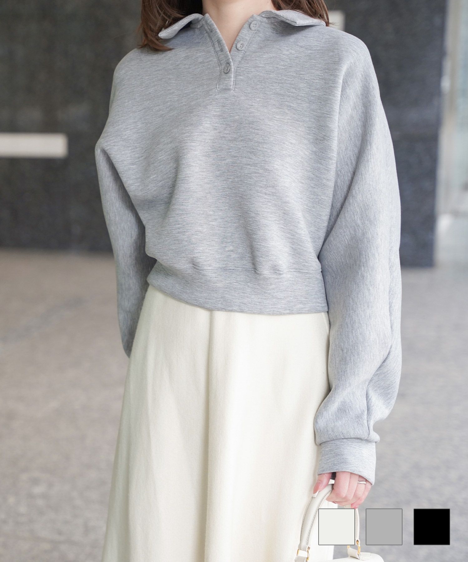 ポロ スウェット トップス HUIT ホワイト グレー ブラック