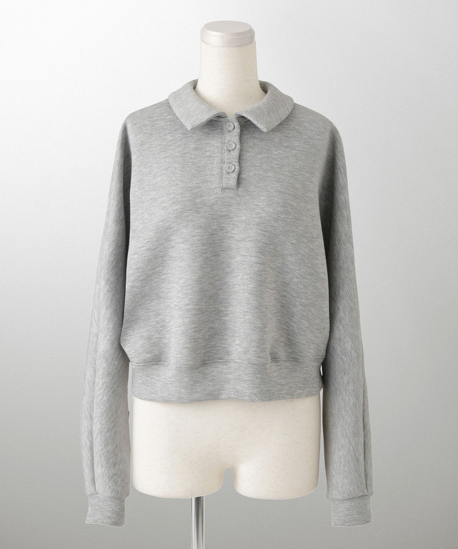 レディース 春 プルオーバー 上品 カジュアル/ホワイト/グレー/ブラック/M/ポロ襟/長袖