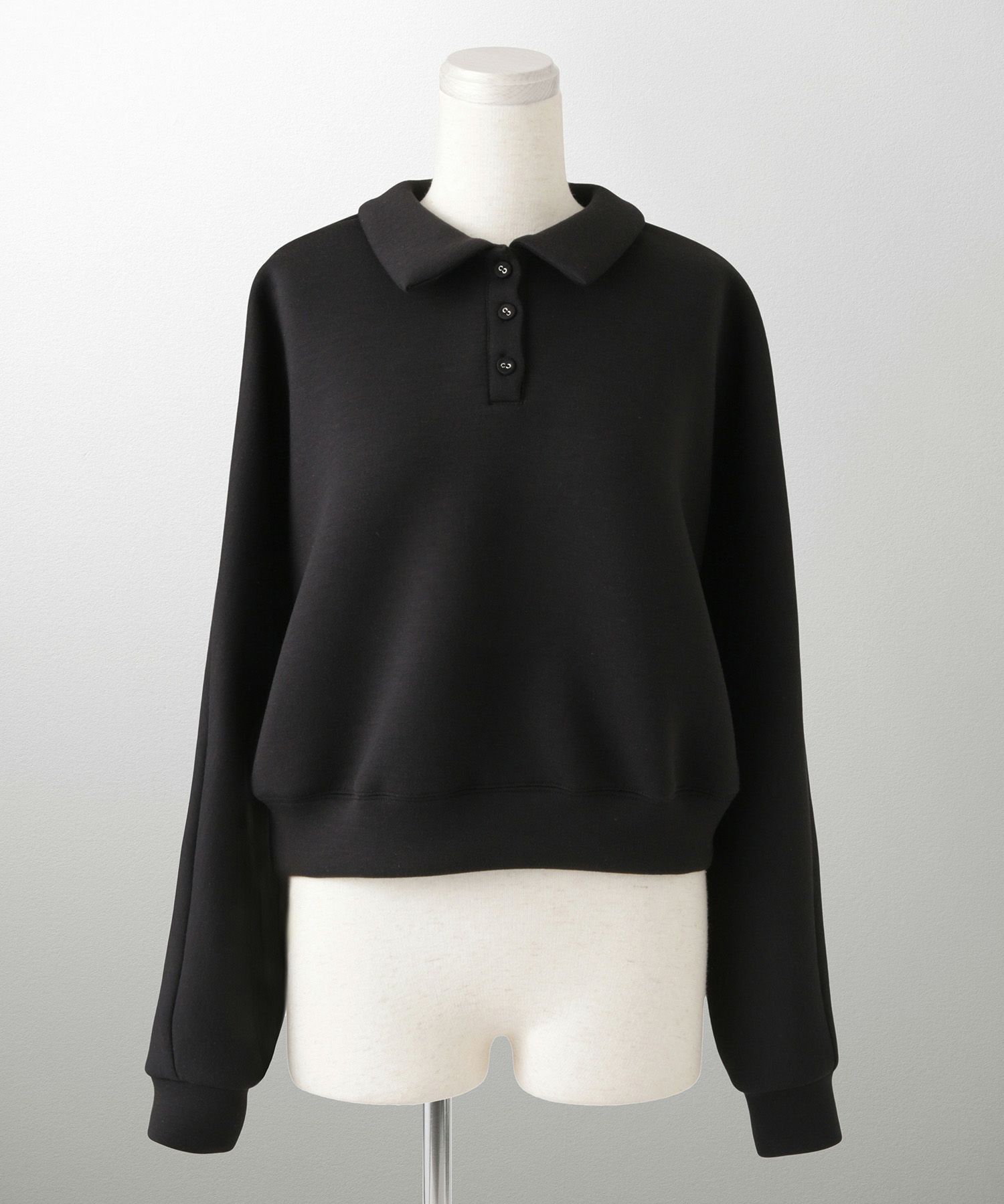 レディース 春 プルオーバー 上品 カジュアル/ホワイト/グレー/ブラック/M/ポロ襟/長袖