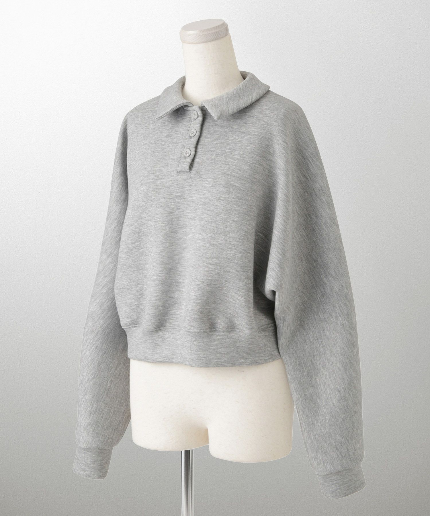 レディース 春 プルオーバー 上品 カジュアル/ホワイト/グレー/ブラック/M/ポロ襟/長袖