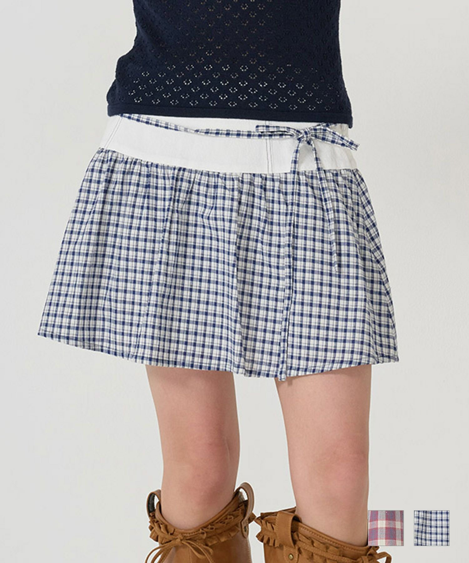 ミニスカート/ボトムス/スカート/切替/チェック