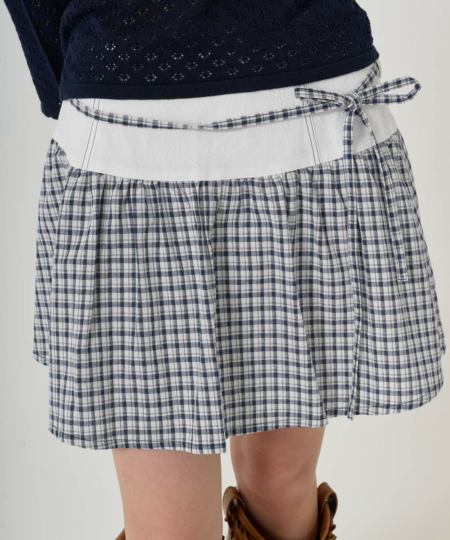 ミニスカート/ボトムス/スカート/切替/チェック