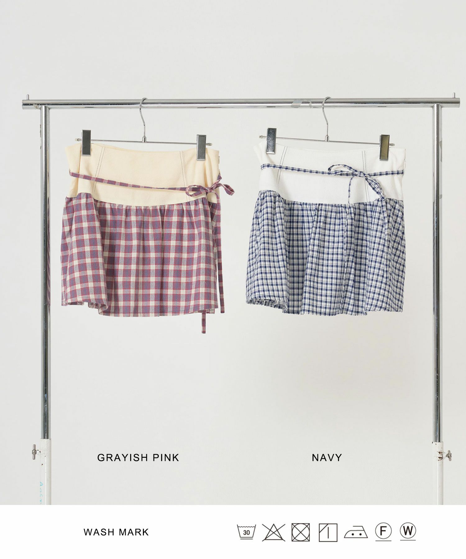 ミニスカート/ボトムス/スカート/切替/チェック