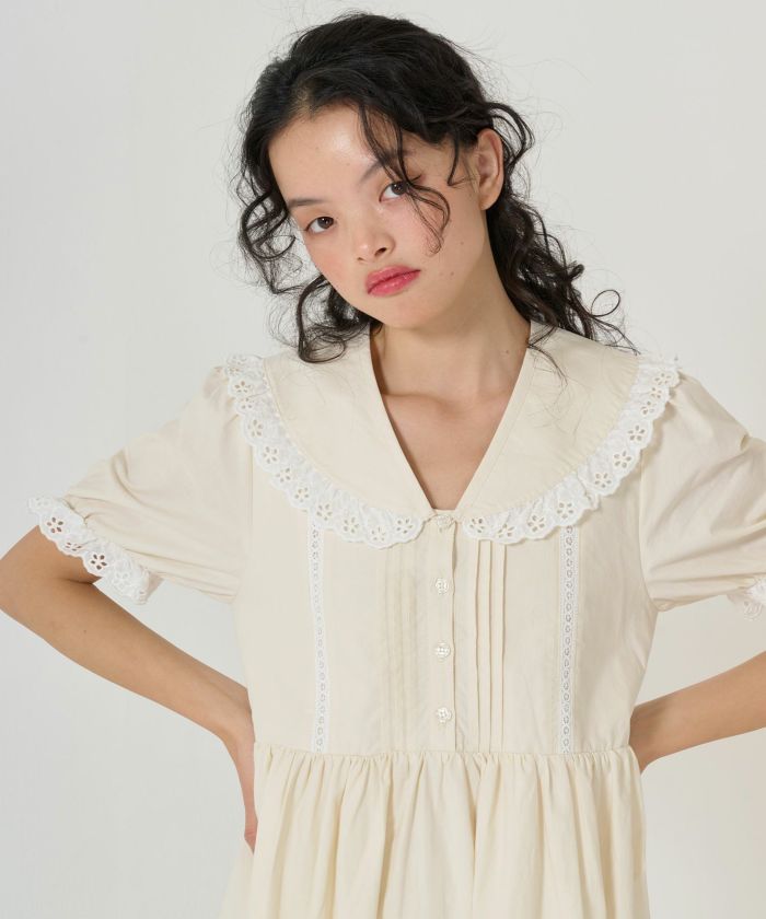 FINAL-SALE 2WAY パフスリーブギャザーワンピース TINA：JOJUN