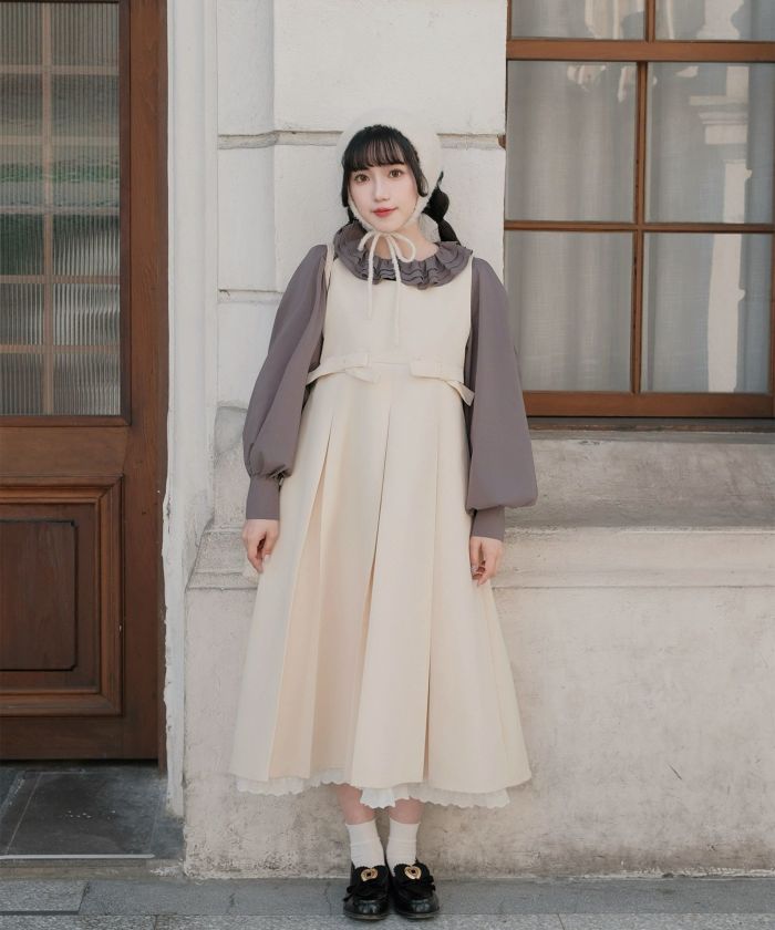 フリルカラー ボリューム袖 ブラウス miolite 全2色｜mio811-0124【1