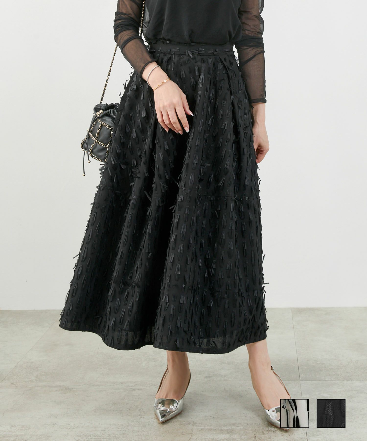 リボン付き生地ふんわりスカートLiala×PG