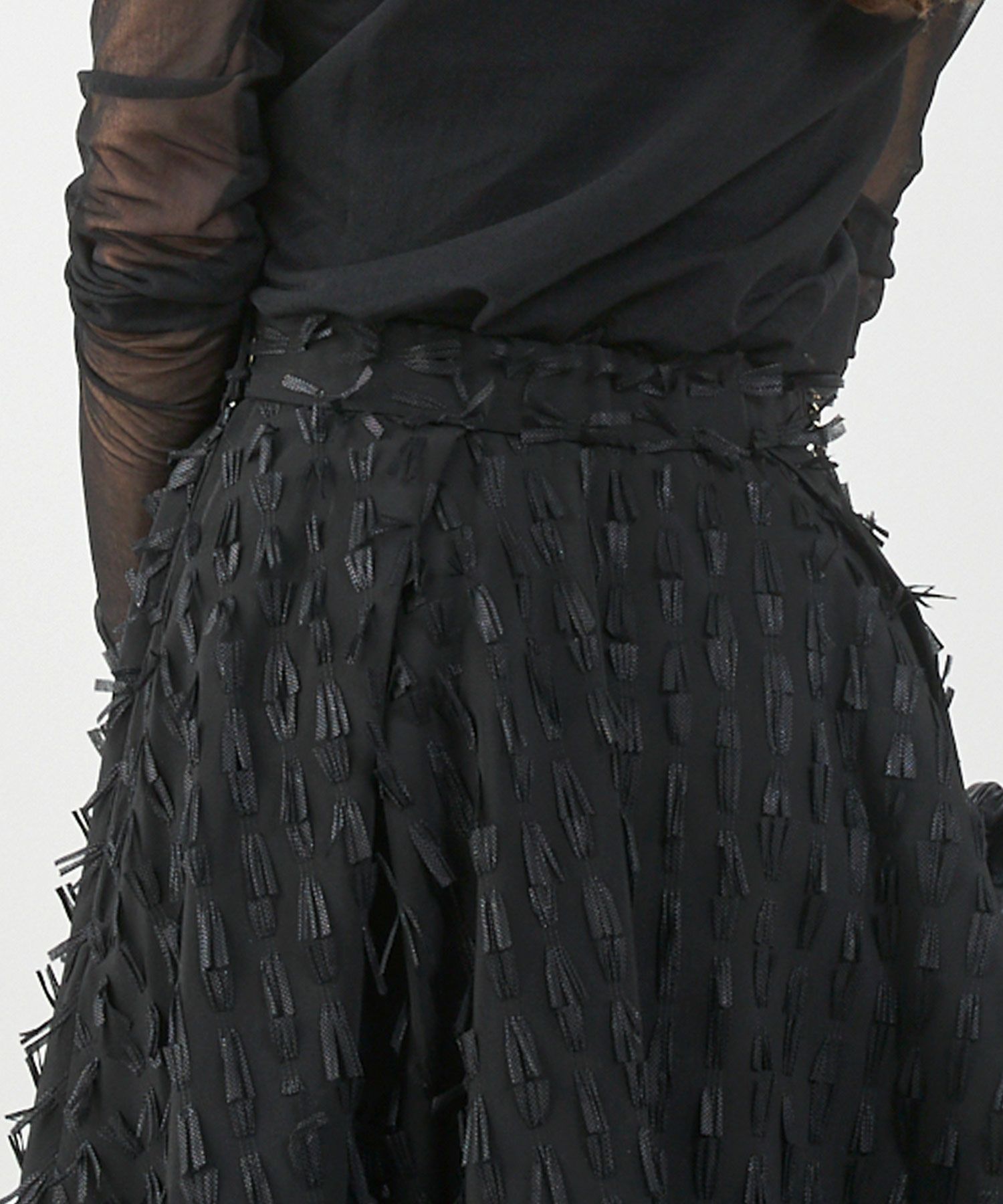 手洗い可上品きれいめエレガントフリンジモノトーン白黒ふんわりジョイントスペース