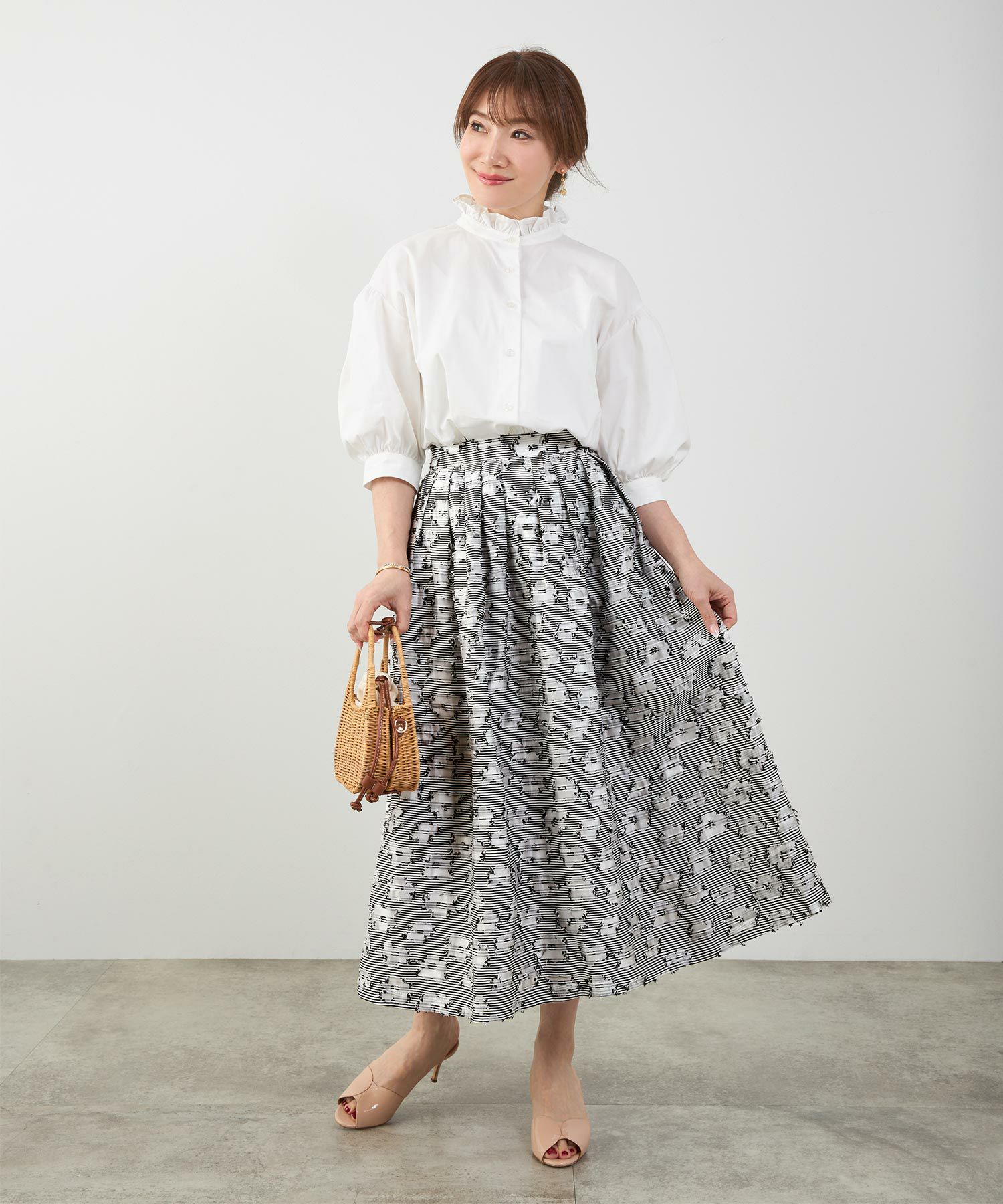 手洗い可おしゃれフェミニン上品エレガント大人可愛いきれいめ花柄フラワー春ジョイントスペース