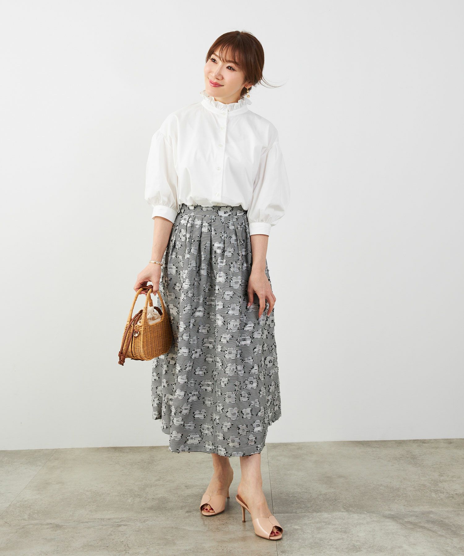 手洗い可おしゃれフェミニン上品エレガント大人可愛いきれいめ花柄フラワー春ジョイントスペース