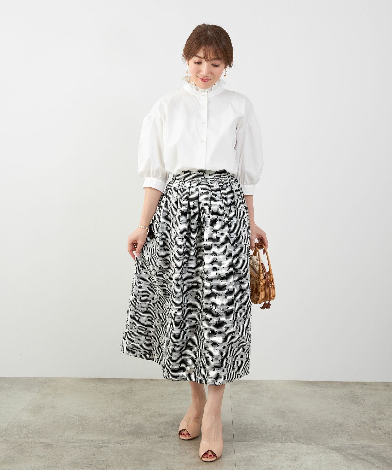 手洗い可おしゃれフェミニン上品エレガント大人可愛いきれいめ花柄フラワー春ジョイントスペース