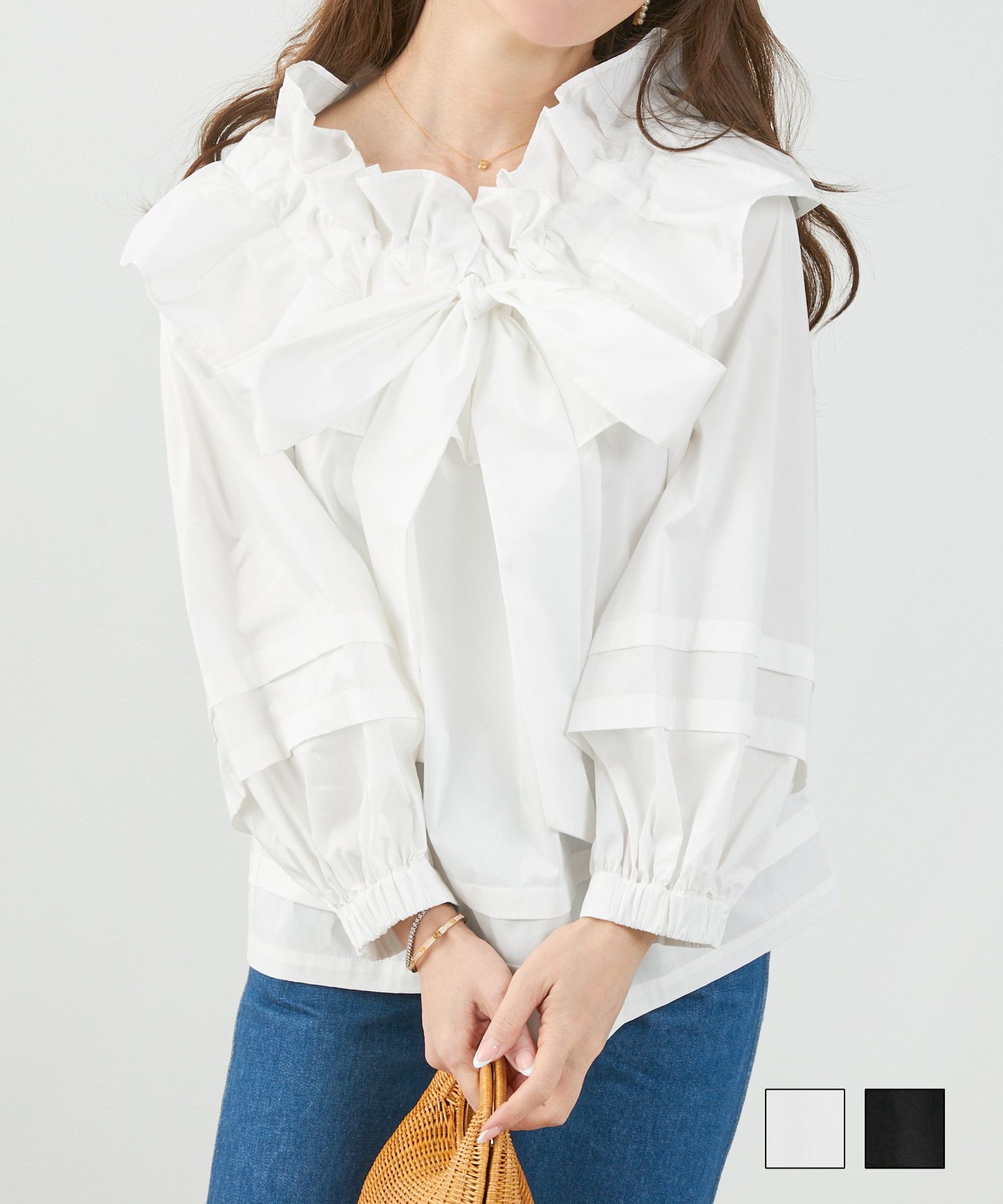 フリルボウタイブラウスLiala×PG